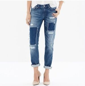 Madewell Slim Boyjean Patched Up Edition In Springfield Wash Size 29